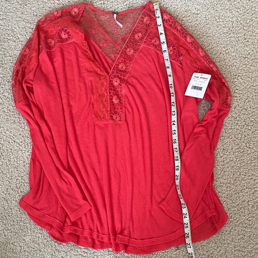 Free People Scarlet Lace Long Sleeve Top